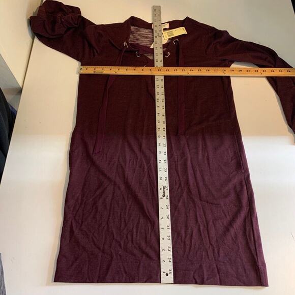 Max Studio Dress Womens S Small Raisin Weekend Lace Up Long Sleeve Knit Pockets - Picture 8 of 12